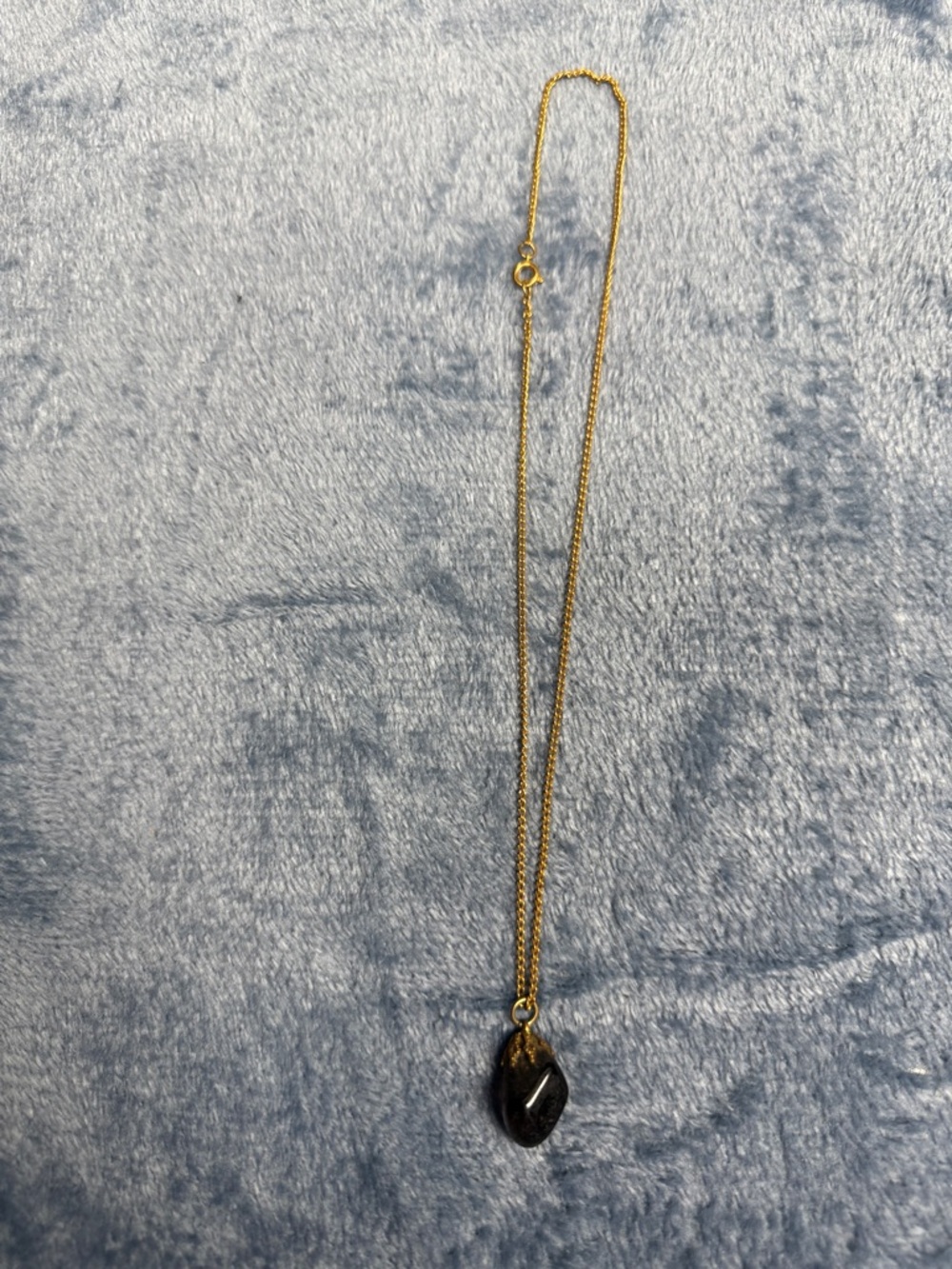 Gold Chain Necklace with Black Stone Pendant - Women Jewelry